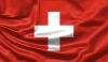 Realistic flag. Switzerland flag blowing in the wind. Background silk texture. 3d illustration.